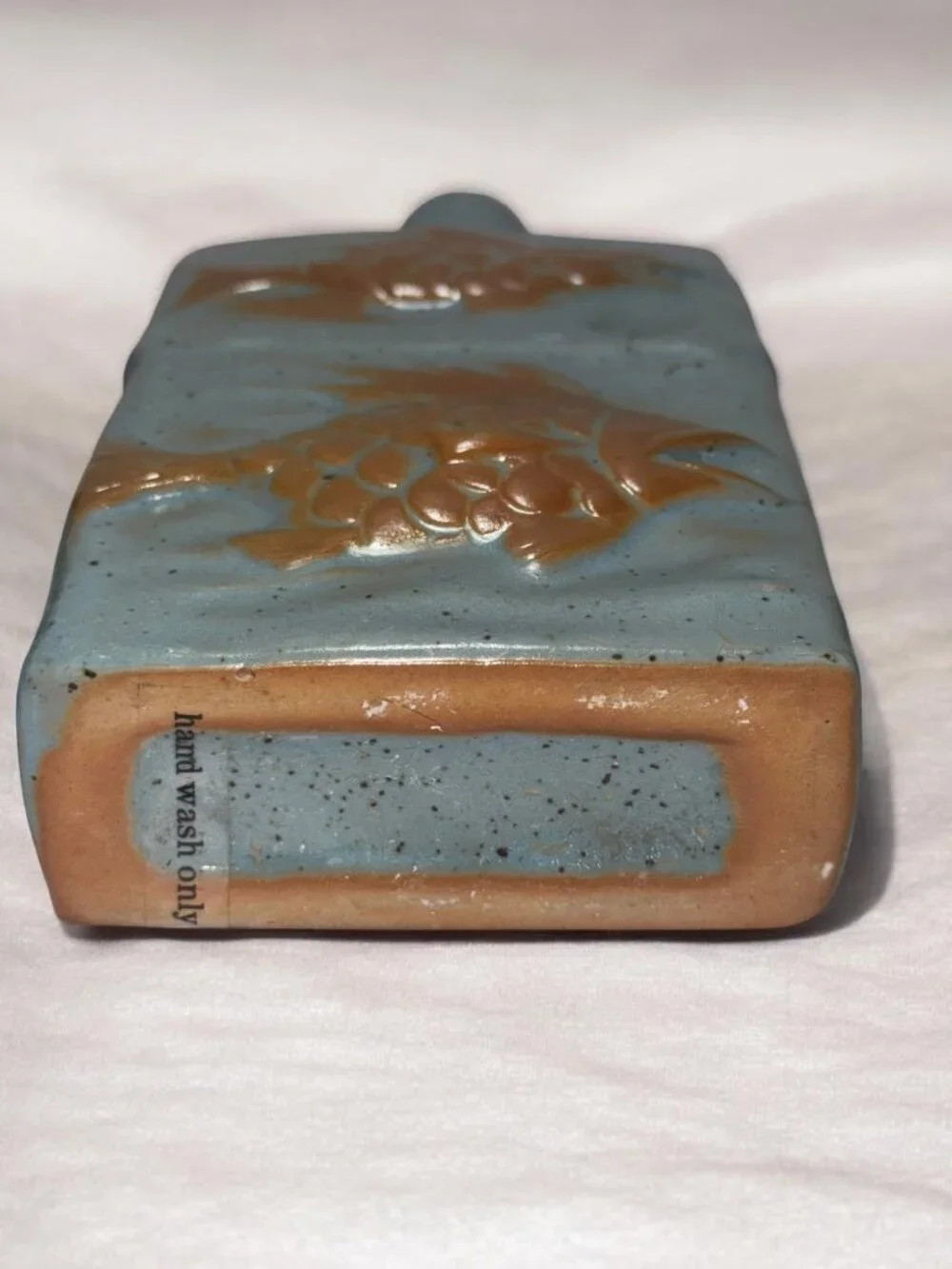Ceramic Fish Motif Decorative Cruet In Blue Speckled Glaze With Embossed Design